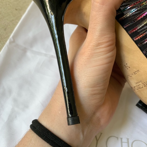 Jimmy Choo Hologram & Black Patent Peep-Toe Bootie - Picture 5 of 7